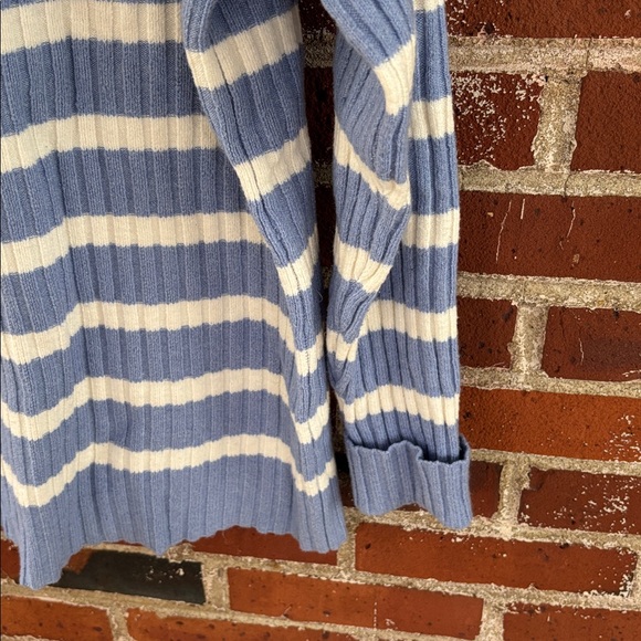 White striped light blue turtleneck sweater only worn once! - Picture 2 of 4